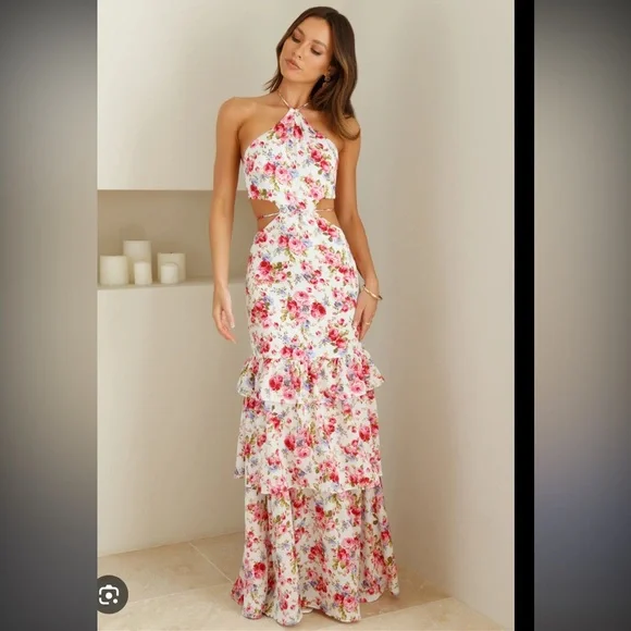 HELLO MOLLY Wildflower Bloom Maxi Dress Pink Size M